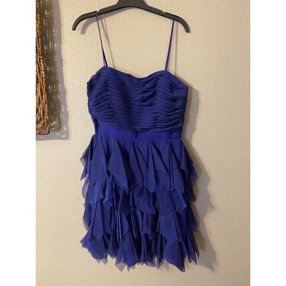 Adrianna Papell Dress Purple 12 Flutter Party Cocktail Cruise Wedding - Picture 8 of 10